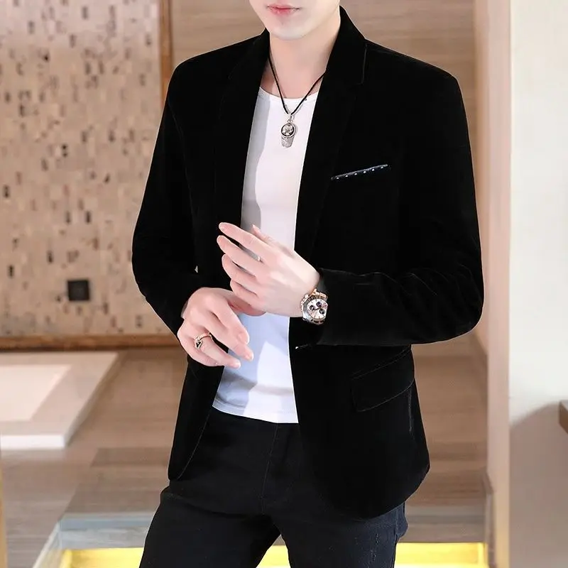 Slim Fit Velvet Coats Fashionable Man Suits and Blazers New in Vintage Menswear Handsome Original Classic Casual Jacket for Men
