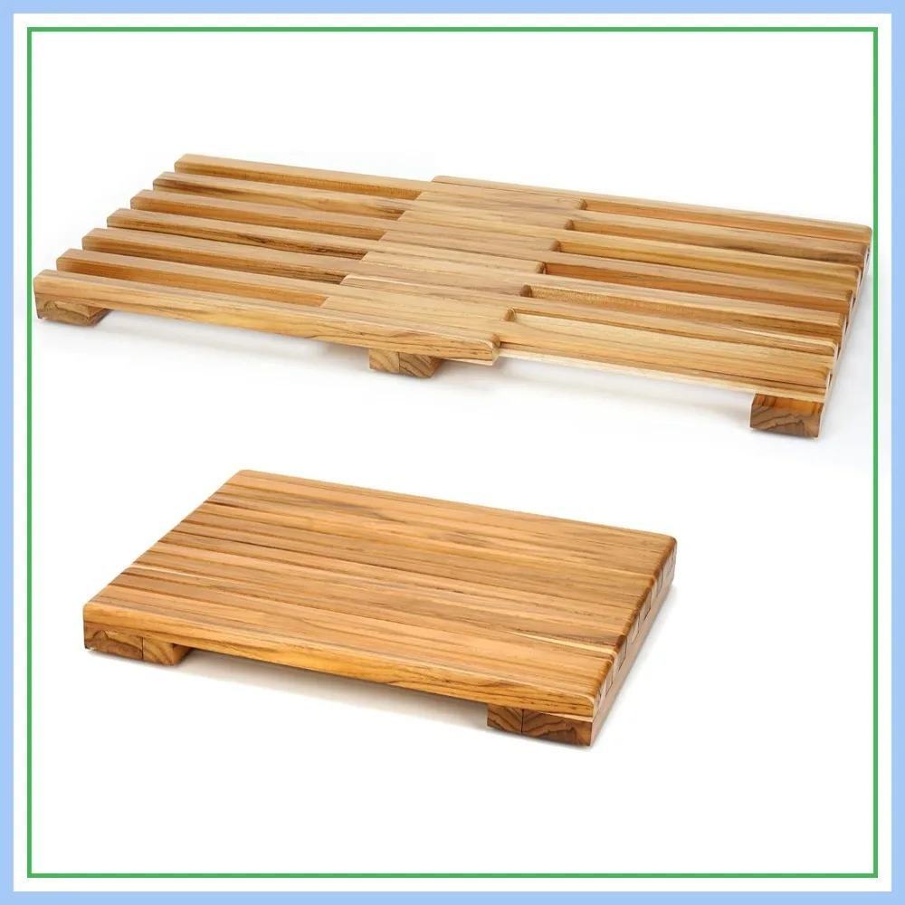 

Teak Shower Mat – Adjustable Wooden Bath Mat, Non-Slip Spa Sauna Mat for Pool Indoor Outdoor Flooring