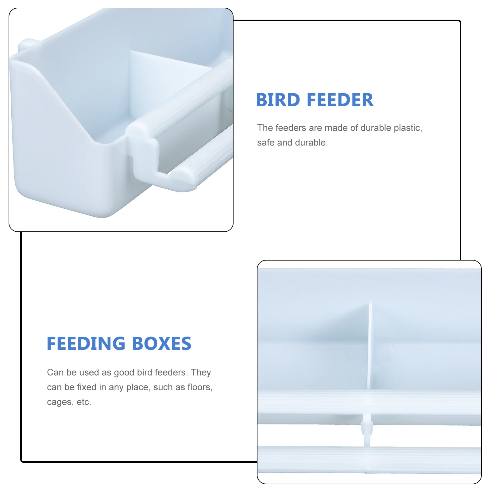 

2Pcs Splash-Proof Bird Feeder Box High Capacity Plastic Bird Feeding Tool for Parrot Lovebird Hanging Food Water Container with