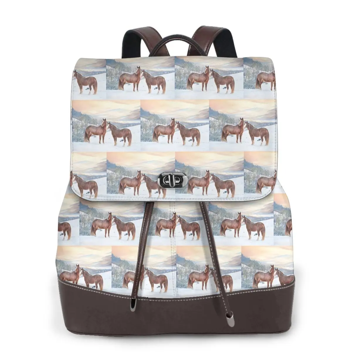 horses-with-snow-and-sunset-hills-bookbag-school-student-bags-hiking-travel-daypack-for-women-fashion-derma-backpack