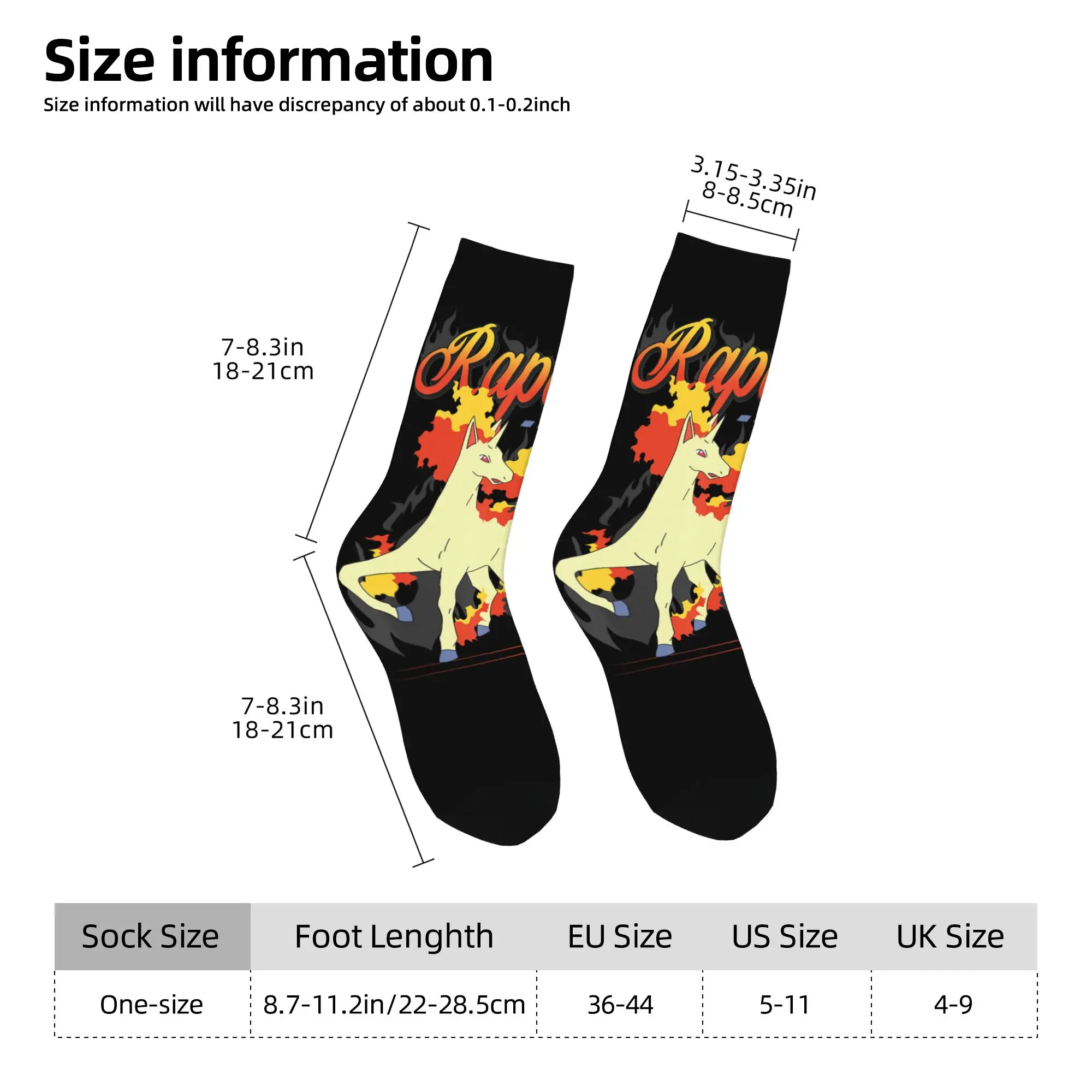 sports socks Pokemon Rapidash Pokedex Entry Cool Pose Retro  Hip Hop Novelty Seamless Crew Crazy Sock view 5