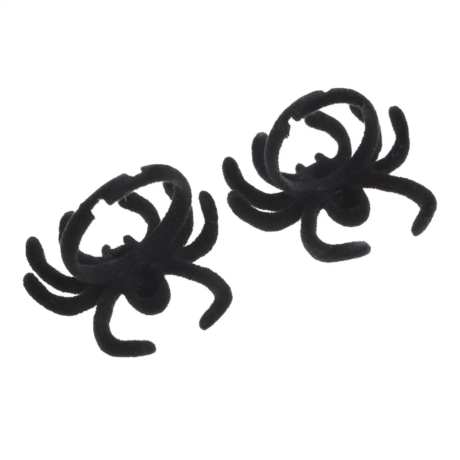 2 PCS Open Ring Creative Creepy Finger Black Rings Paper Cup Flocking Decorative Crawly Lovers