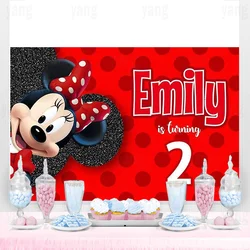 Disney Red Minnie Mouse Backdrop Party Supplies Photography Backdrop 1st Birthday Background Princess Girls Boys Decoration