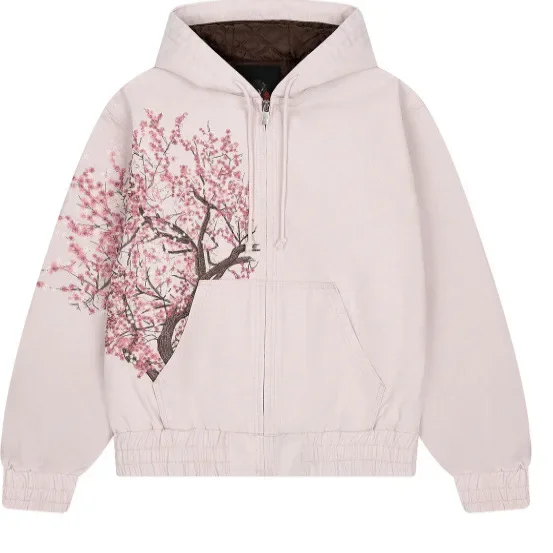 

Harajuku Plum Tree Embroidered Oversized Pink Zipper Hoodies For Men and Women Y2K New Gothic Fashion Retro Street Sweatshirts