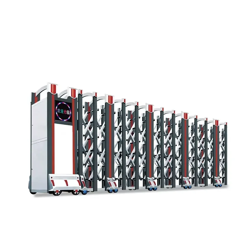 Automatic Expandable Accordion Telescopic Sliding Retractable Gate Outdoor Security Fence for Warehouse Driveway Entrance