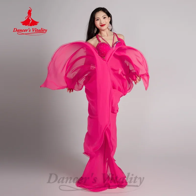BellyDance kostum untuk wanita Senior AB batu Bra + rok panjang sifon 2pcs Oriental Dance pakaian penampilan profesional