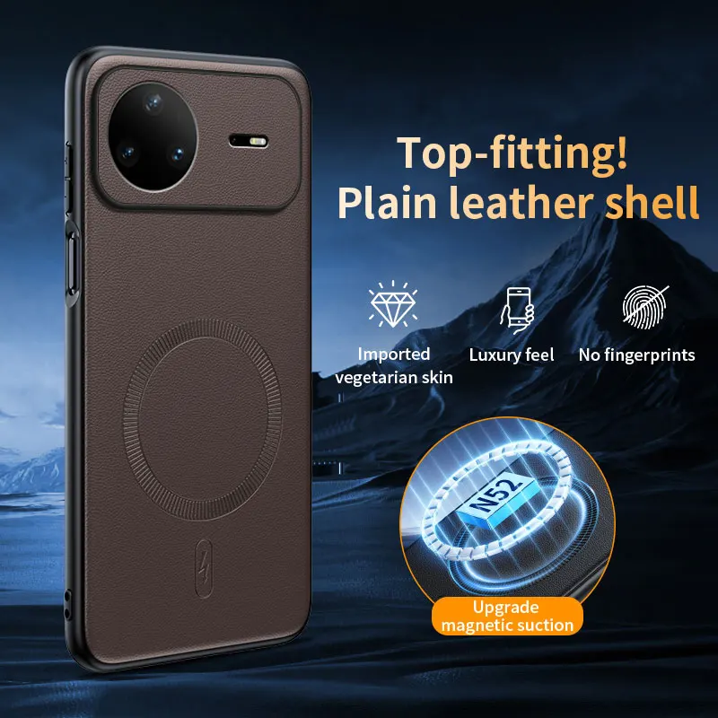 

For Huawei Nova 15 Pro Luxury Magnetic charging case artificial leather mobile cover Car magnetic mount Shockproof Bumper Funda