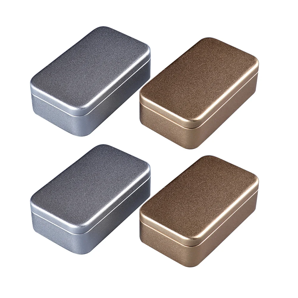 4pcs Metal Business Card Box Tinplate Storage Canister Waterproof Seal For Tea Coffee Snacks Home Travel Camping Kitchen Storage