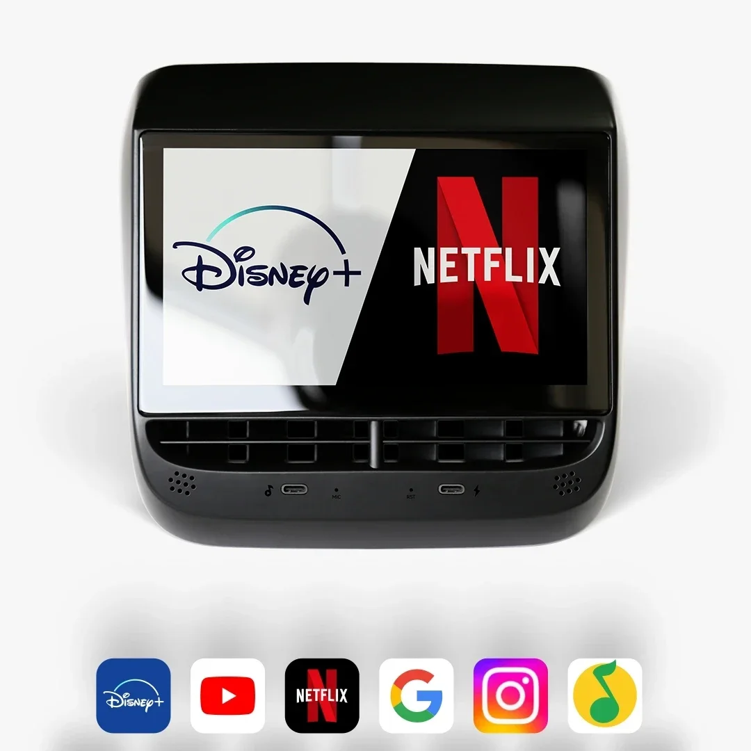 7inch Multimedia Android Screen for Tesla Model Y or Model 3 Car Rear Seat Entertainment Vedio Player Rear Air Conditioner Panel