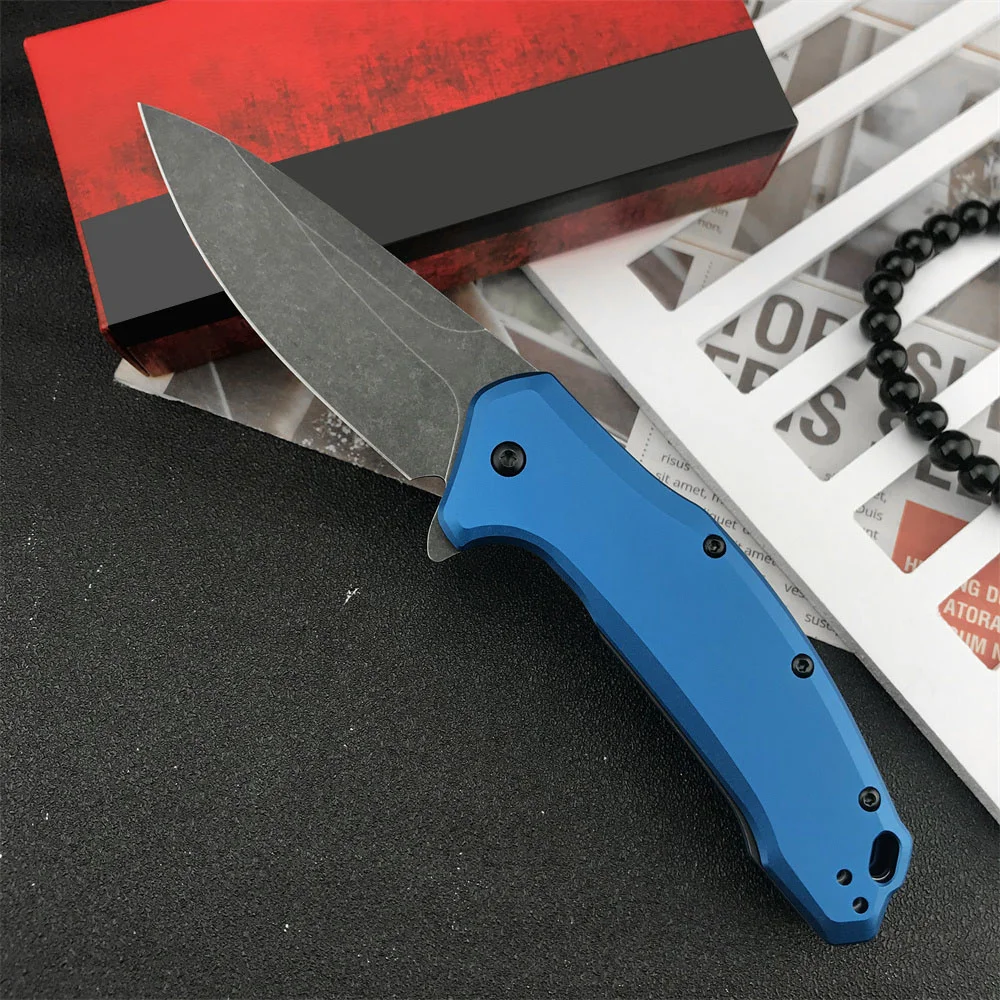 

KS 1776 NBBW Assisted Pocket Folding Knife 8Cr13Mov Clip Point Blade Aluminum Blue Handle Tactical Tool EDC Outdoor Knife