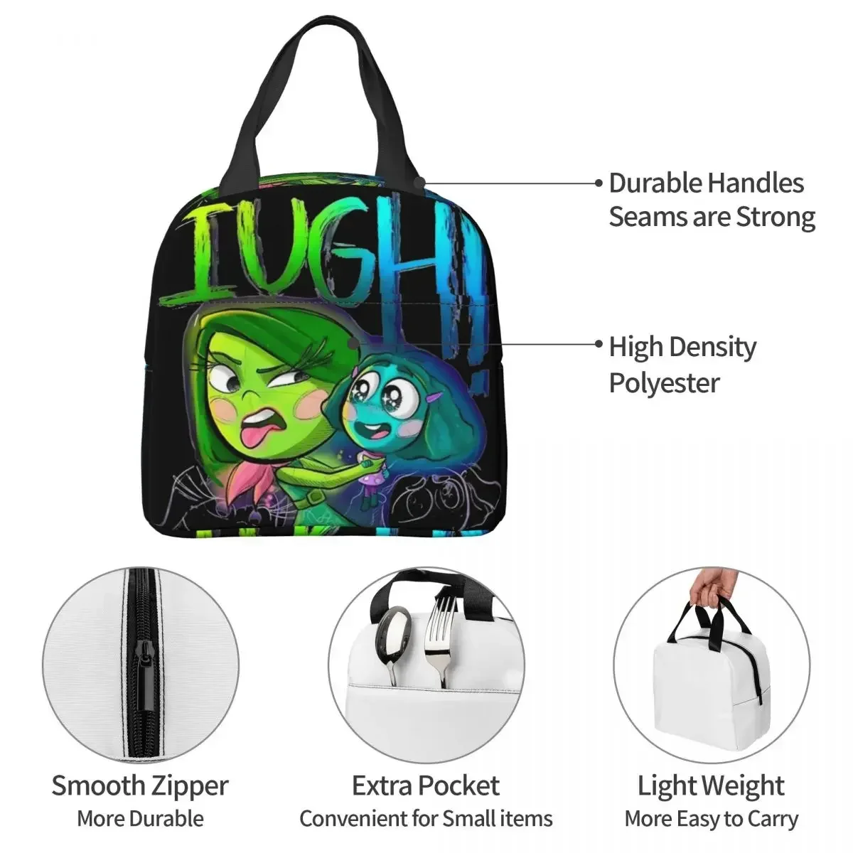 Inside Out Emotions Sadness Insulated Lunch Bag Thermal Bag Lunch Container Cartoon Leakproof Lunch Box Tote Men School Picnic