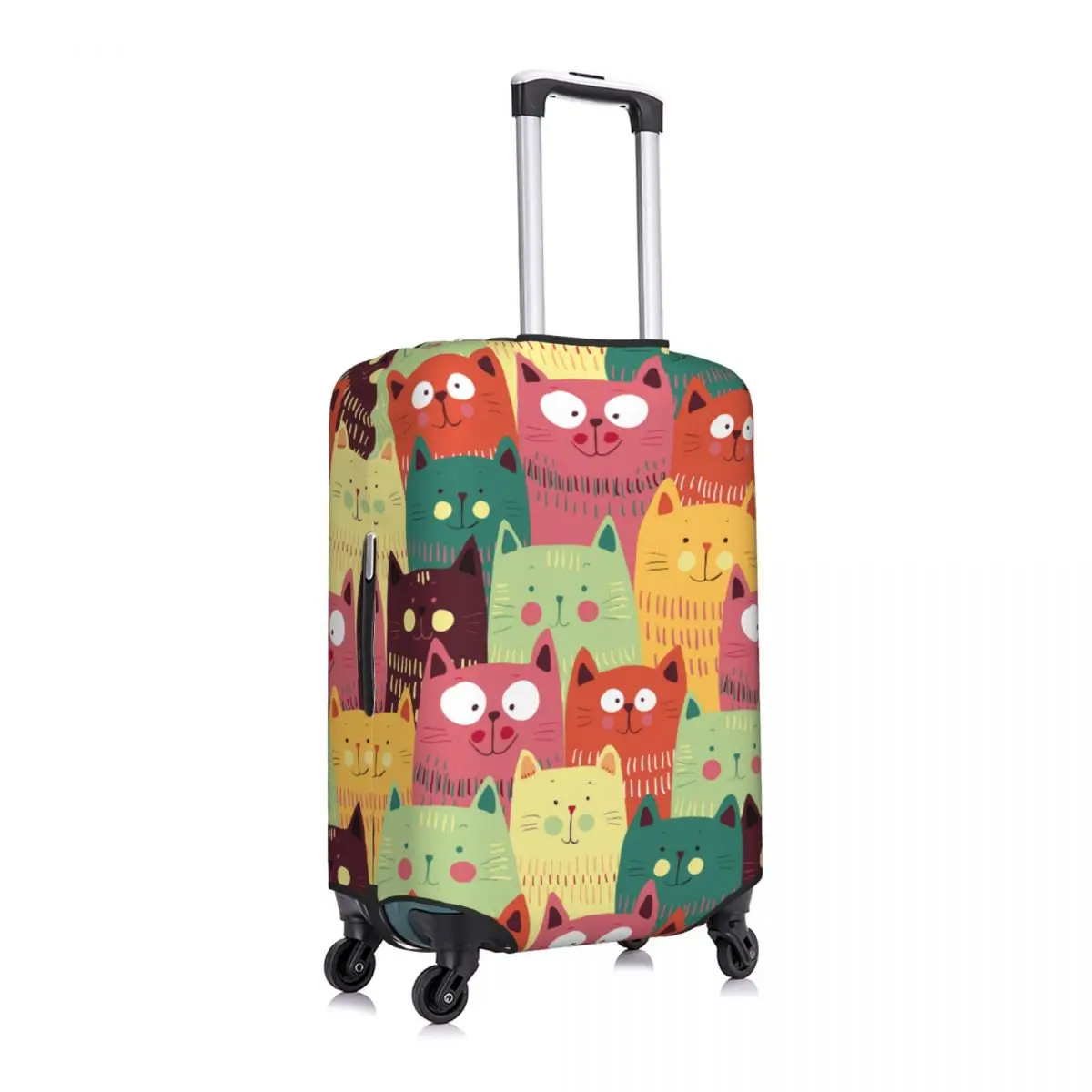 Cute Cats Colorful Christmas Gift Suitcase Cover Seamless Pattern Business Vacation Practical Luggage Accesories Protection