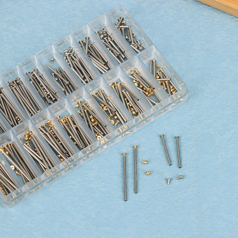 200Pcs/Box 10-28MM Watch Strap Screws Rod Watch Link Pins Clasp Bracelet Rivet End Screw Assortment Set Watch Repair Parts