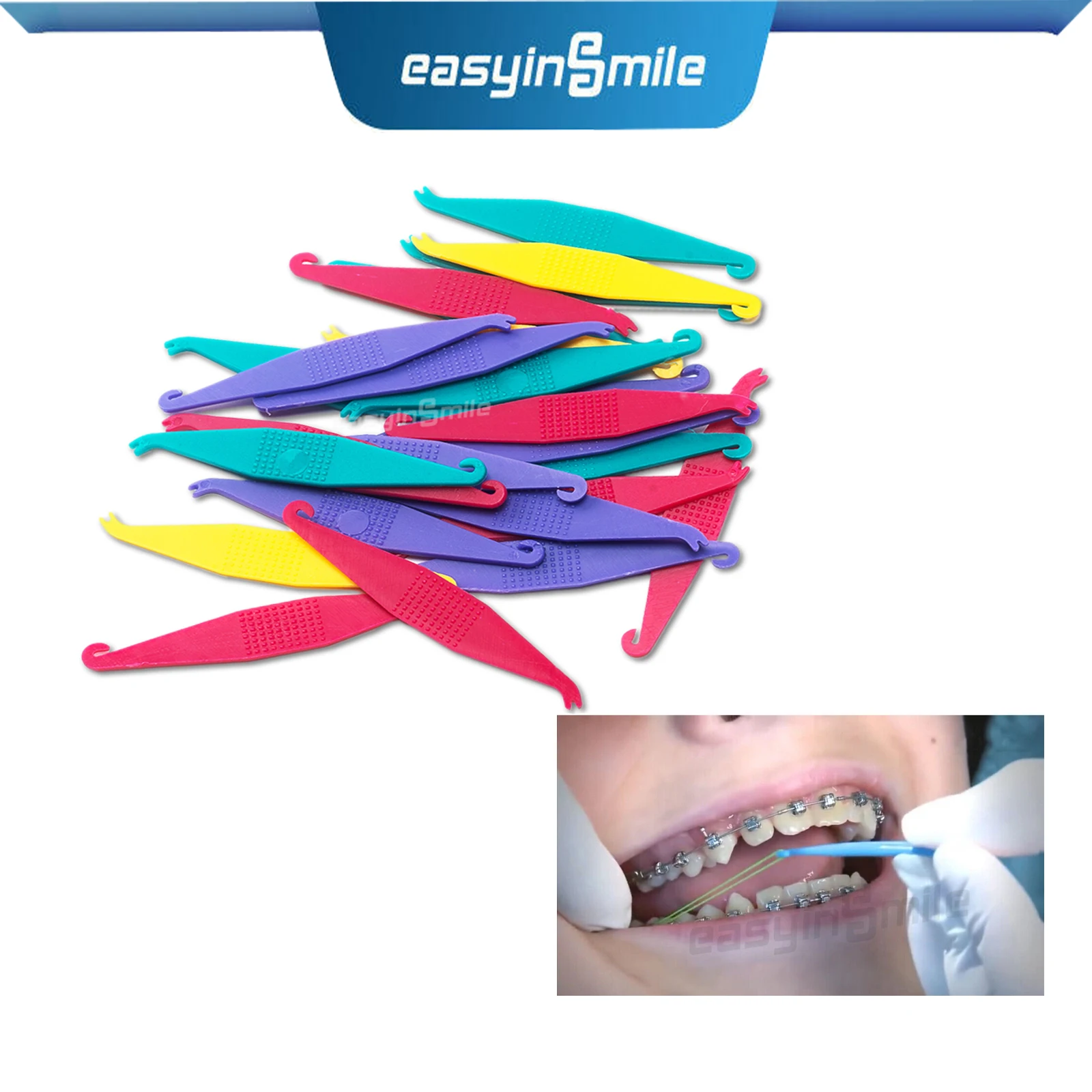 100pcs/bag Easyinsmile Dental Orthodontic Super Elastic Rubber Bands Power Chain Placer Brackets Braces Ligature Tie Ring Tools