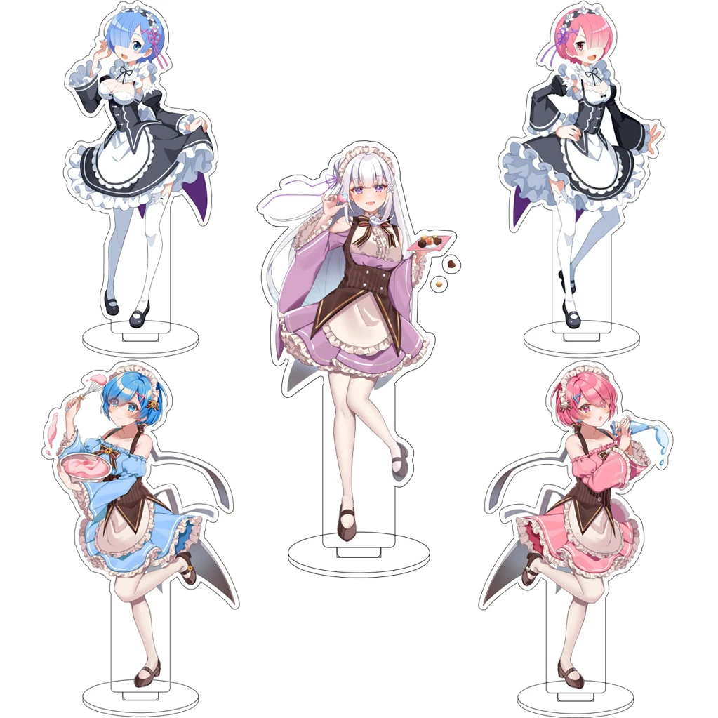 Figura de acrílico de 16 cm de los personajes de la serie de anime Re:Zero – Comienzo de una nueva vida en otro mundo: Rem, Ram, Emilia, Puck y Beatrice Capella. Ideal como adorno o regalo.