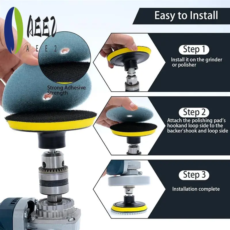 

AEE2-16Pcs 4Inch Diamond Wet Polishing Pads With Backer Pad,50-6000 Grit Pads,Wet/Dry Granite-Polish Kit For Drill Grinder