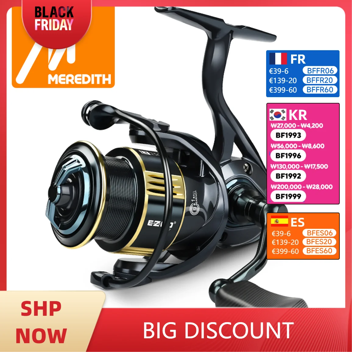 MEREDITH MINYUE Anti-seawater corrosion treatment Spinning Fishing Reel  Carbon Fiber Body Light Weight 9+1BB Saltwater Fishing