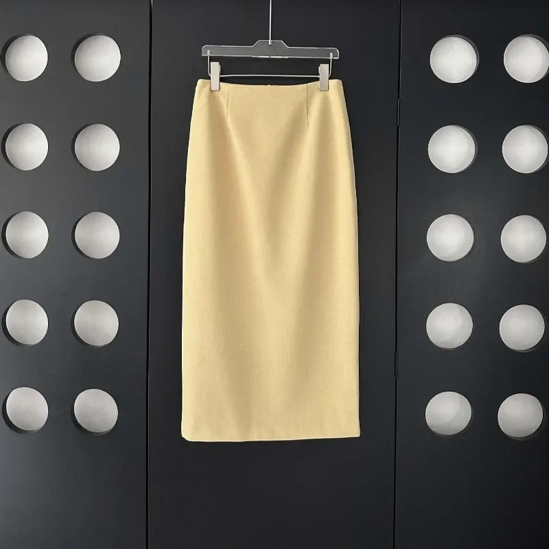 Early Autumn New Straight Slit Wool Medium-length High-waisted Skirt