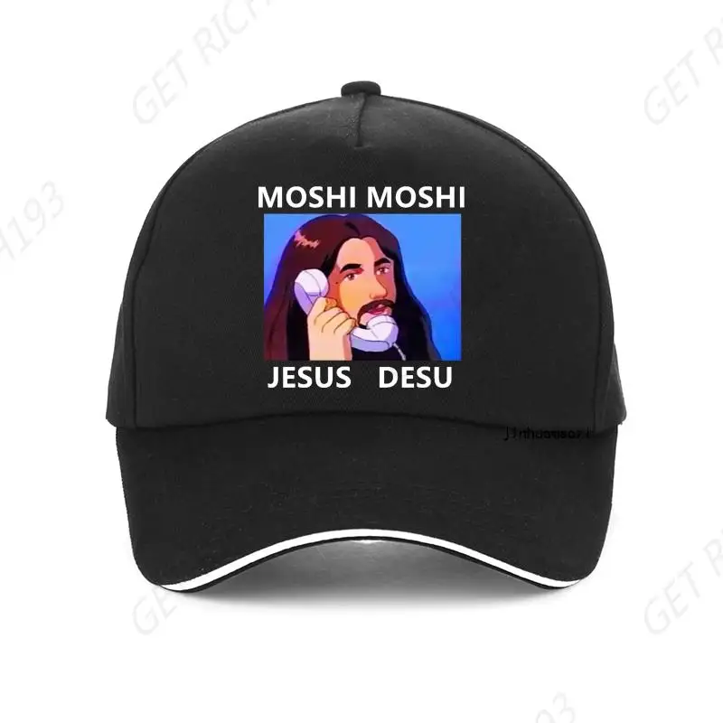 Moshi Jesus Desu Hat Funny Unisex Japanese Manga Printing Baseball Cap Harajuku Pop Unisex Hats Adjustable Outdoor Hunting Caps