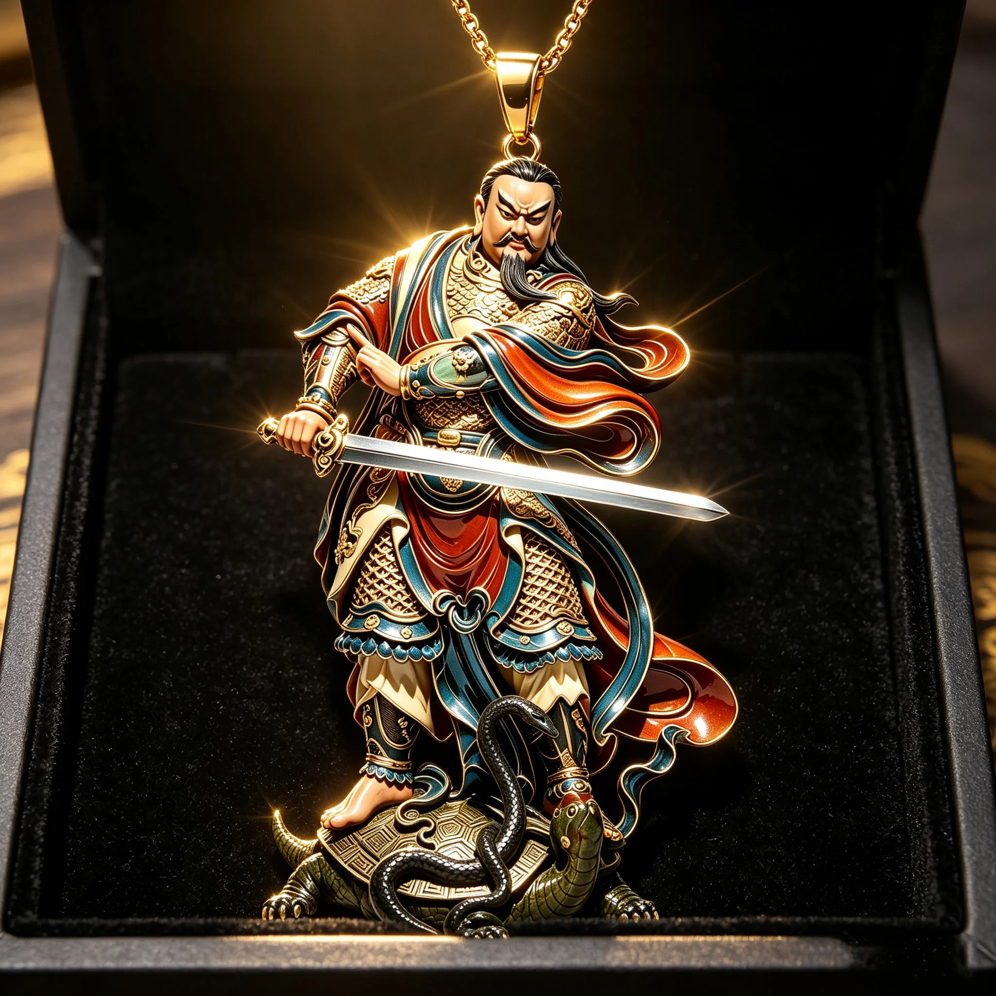 Zhenwu Emperor Metal Pendant Necklace Wudang Mountain Xuantian God Taoist Amulet Peace Protection Chinese Style Souvenir Lucky