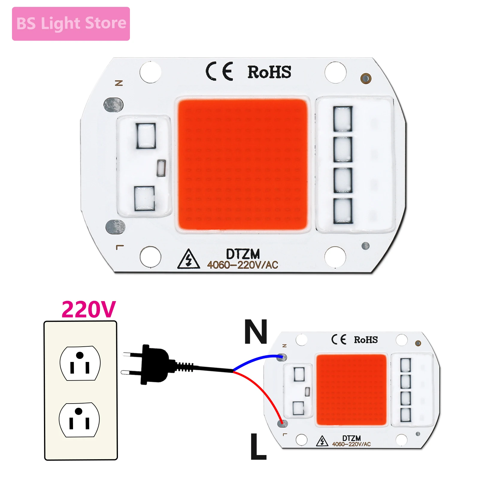 LED Grow Light Full Spectrum 5W 10W 20W 30W 50W COB LED Chip 220V Bez potrzeby sterownika Lampa fito do roślin domowych Lampa sadzonkowa