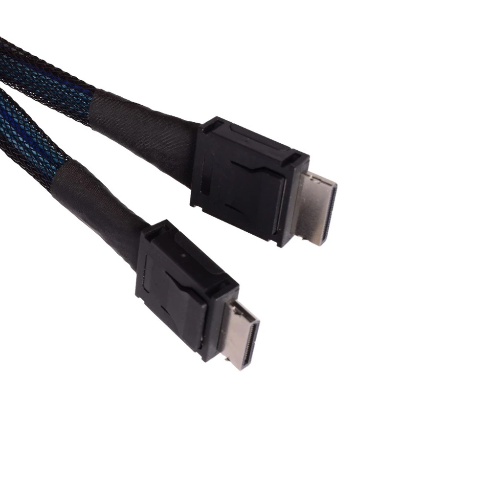 Kabel przedłużający PCIE 4.0 X4 Oculink 4i SFF-8611 do SFF8611, miękki, w oplocie, GEN4 64Gbps do GPU SSD OCuLink 4X, posrebrzany przewód — zdjęcie produktu 6