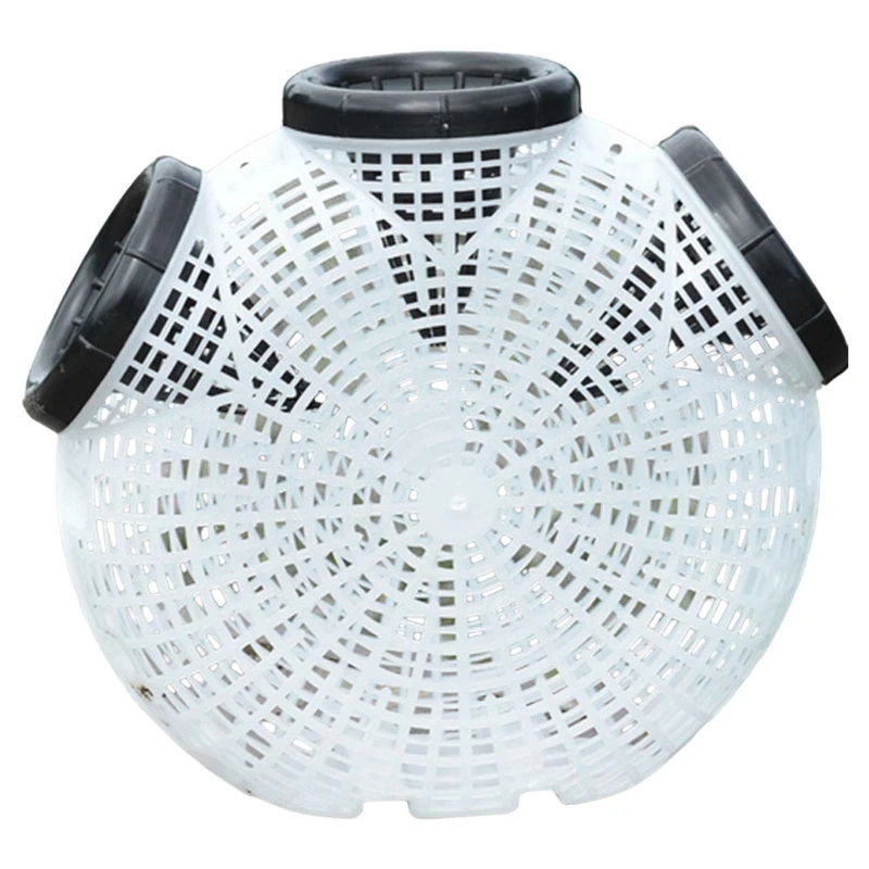 Portable Fishing Basket Portable Fish Catcher Plastic Monopterus Albus- Basket Multi-holes for Breathing White/Black M68E