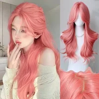 Peluca XIYUE naranja y rosa, pelucas sintéticas onduladas largas, peluca ondulada Natural de parte media, peluca de pelo para fiesta de Cosplay resistente al calor para uso diario
