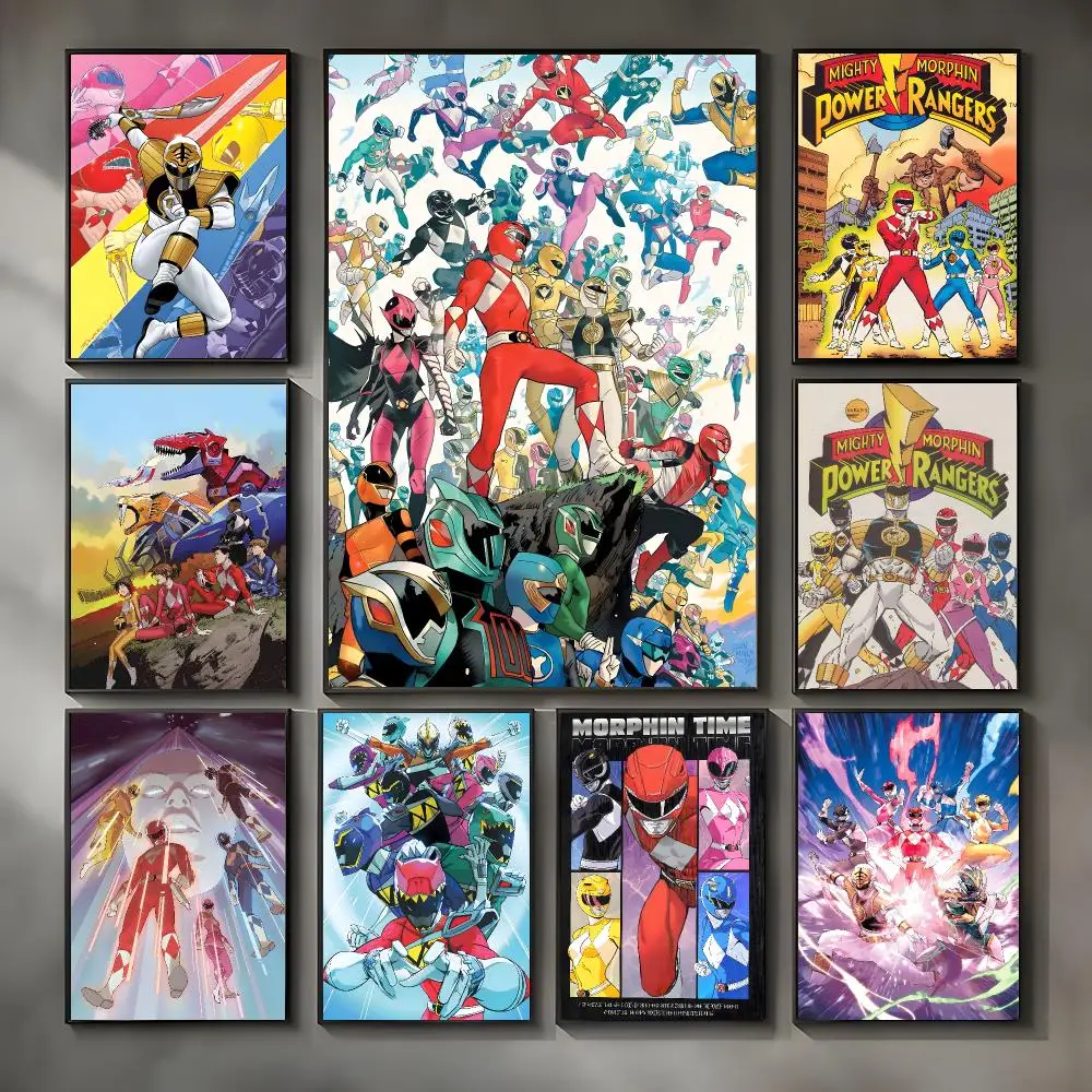 Retro Action Series Mighty Morphin Power Rangers Poster Modern Interior Wall Decor & Trendy Home Highlights