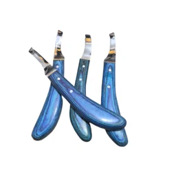 Horseshoe Knife Cow and Sheep Hoof Trimmer Vanadium Chrome Steel Left and Right Bracelet shaped Hoof Knife Design Wooden Handle
