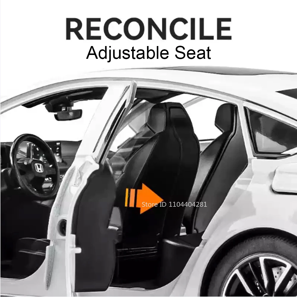 1:18 HONDA Accord Alloy Miniature Model Diecast Toy Door Opened Sound Light Pull Back Front Wheel Steering Classic Birthday Gift