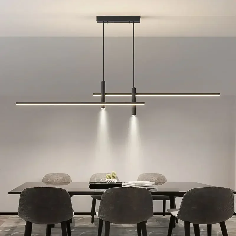 

Modern LED Pendant Lamp Kitchen Restaurant Dining Room Chandelier Home Decor Lustre Bedroom Beside Long Strip Hanging Lamp