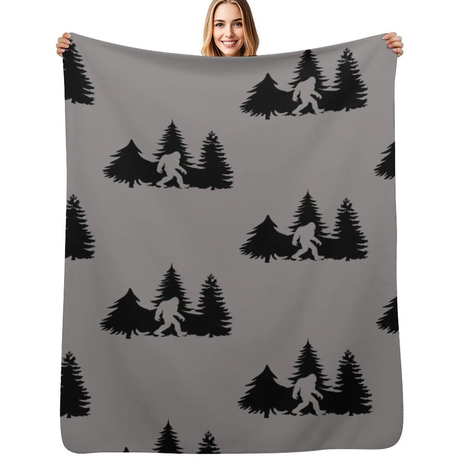 

Bigfoot Silhuette in the Forrest Throw Blanket Picnic Weighted Decorative Sofa Flannels Blankets