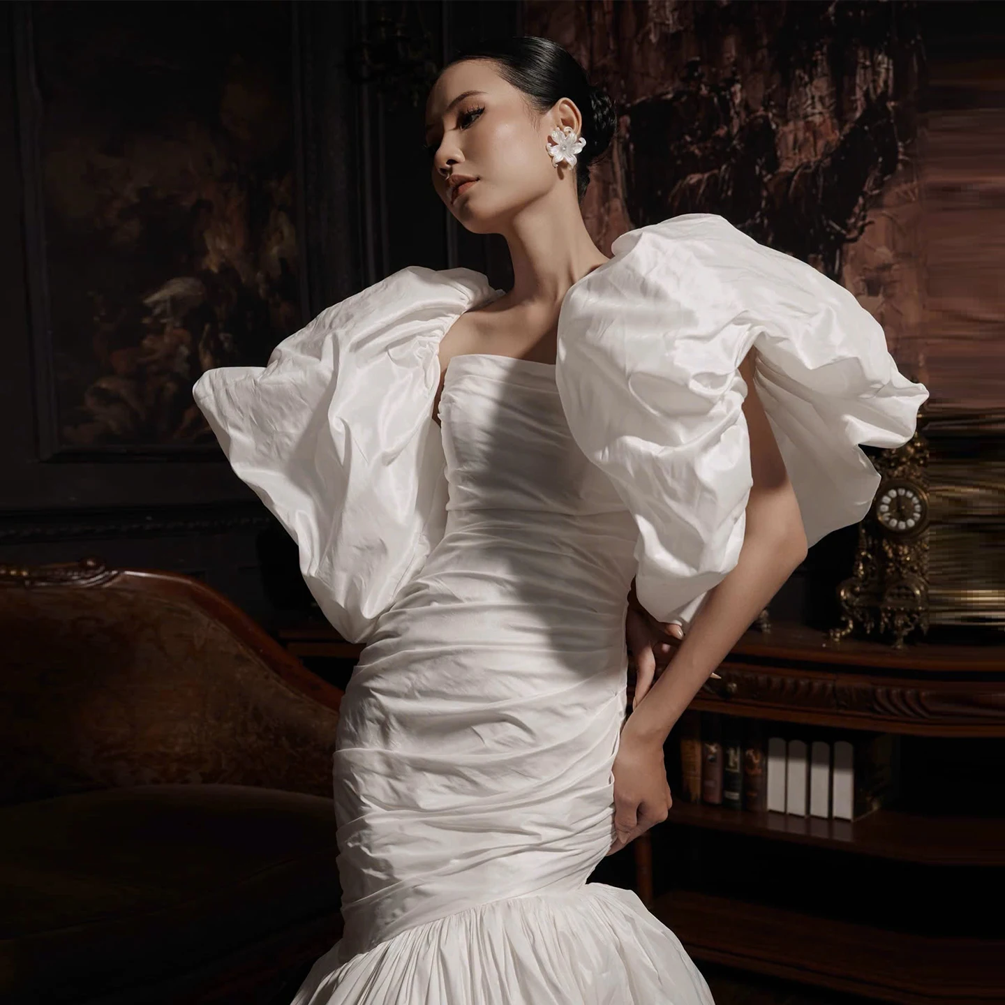 Fashion Detachable Puff Wedding Sleeves Taffeta Removable Big Bubble Shoulder Sleeves Elegant Bridal Accessories