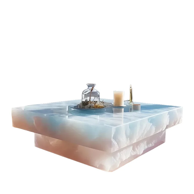 

Natural marble coffee table modern simple home living room art Italian minimalist new luminous coffee table