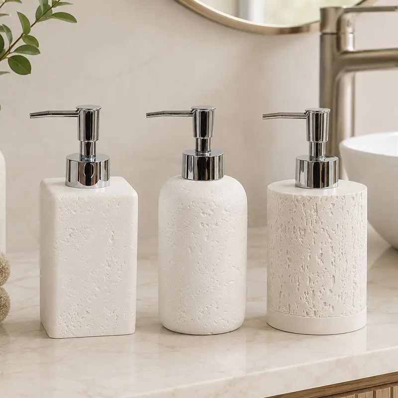 400ml European Style Sand Stone Emulsion Bottle Hotel Bathroom Soap Dispenser Home Shampoo Shower Gel Cosmetic Travel Bottle New