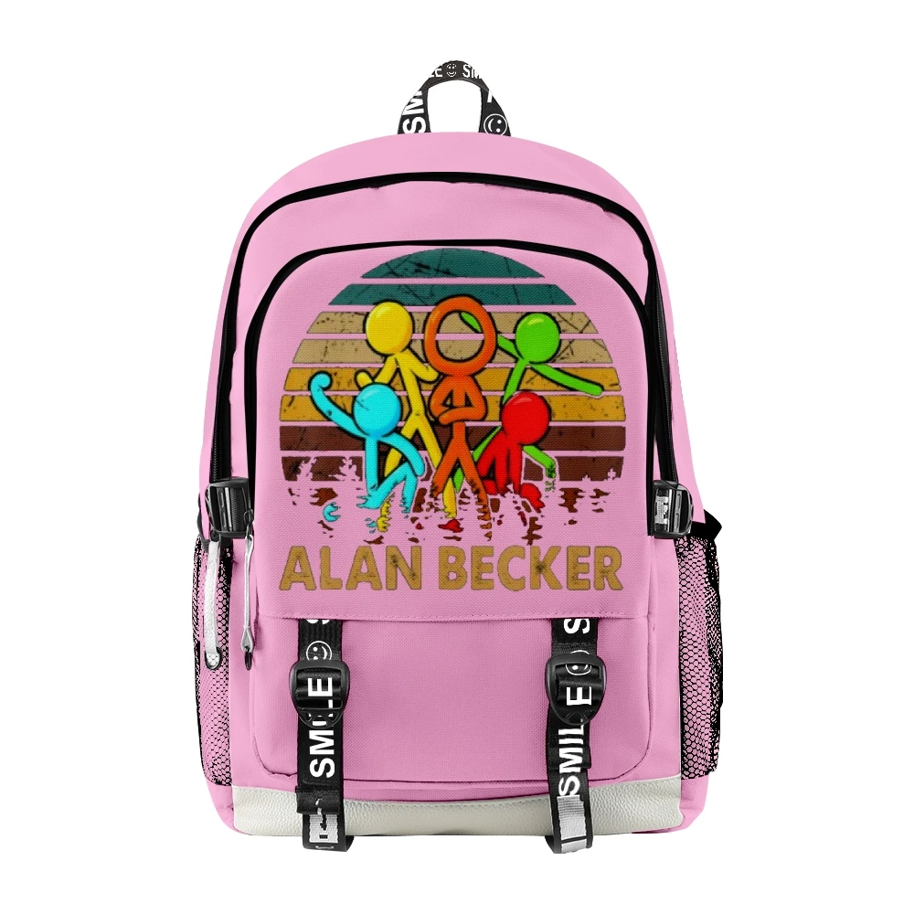 Alan Becker Merch Young Youtuber Zipper Backpack Children Kids School Bag Unique Daypack 2023 Unisex Traval Bag Oxford Cloth