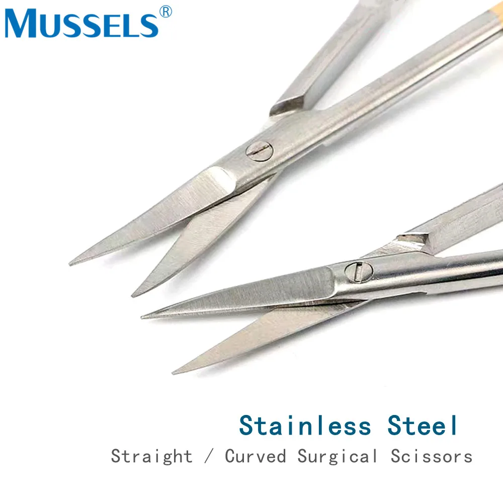 Surgical Scissors Stainless Steel Dental Hemostatic Forceps Medical Ophthalmic Scissors Plier Straight Curved Oral Surgery Tool