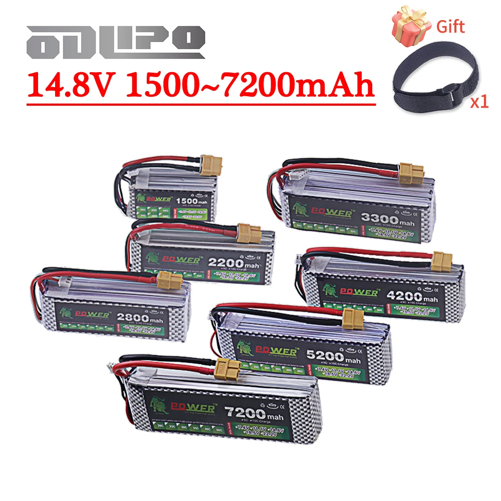 

14.8V RC LiPo Battery 4S 1500mAh 2200mAh 2800mAh 3300mAh 4200mAh 5200mAh 7200mAh For RC FPV Drone Quadcopter Racing Car T/XT60