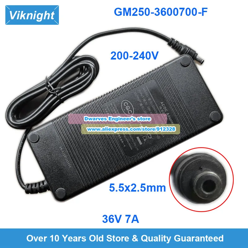 Genuine GM250-3600700-F AC Adapter 36V 7A 252W for GVE Aquarium Lights LED Power Supply 5.5x2.5mm 200-240V