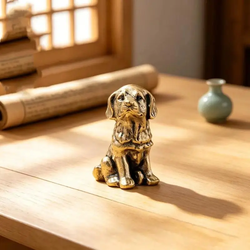 Antikes Kupferornament, reichlichmachender Messinghund, personalisiertes Retro-Sternzeichen-Hund-Ornament, Teetier, Tischdekoration – Detail 12