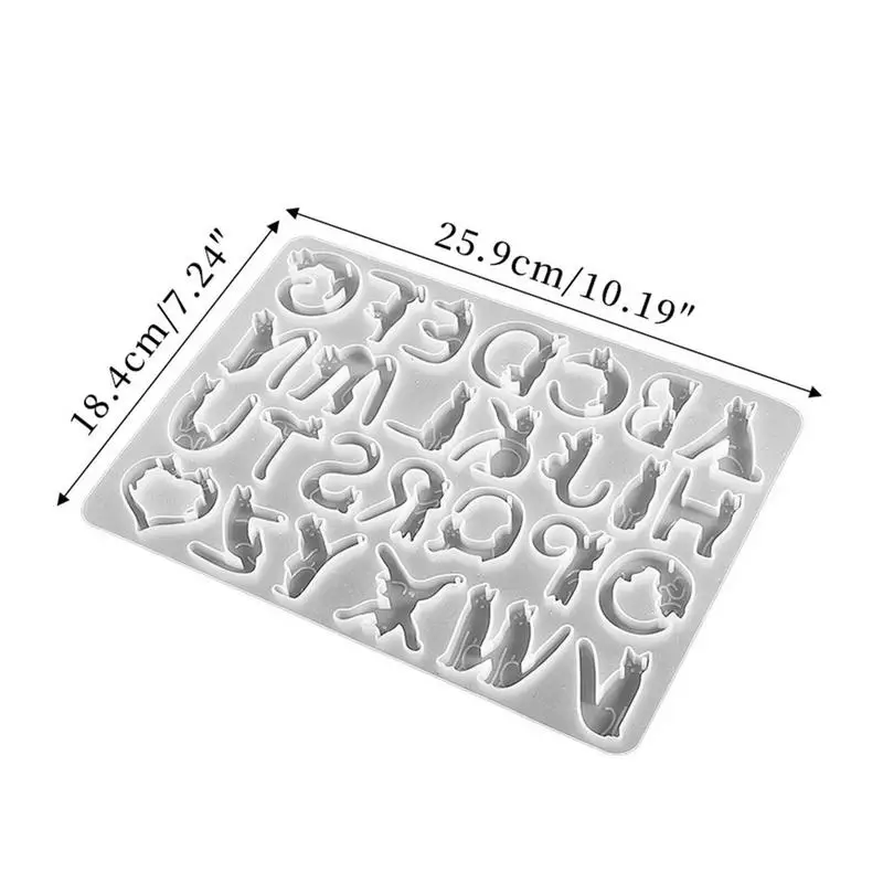 Cat Shaped Alphabet Letter Resin Silicone Molds For Keychain Jewelry Pendant Making DIY Letter & Ornament Epoxy Molds Clay Craft