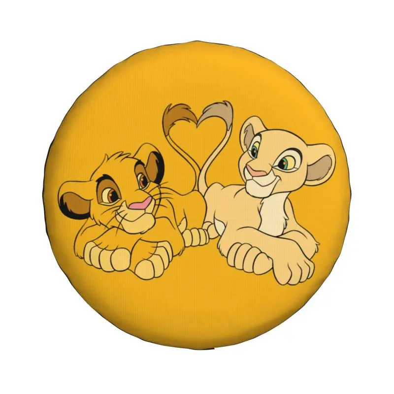 Custom Cute Cartoon Simba And Nala Tire Cover 4WD 4x4 Trailer The Lion King Spare Wheel Protector for Jeep Grand Cherokee