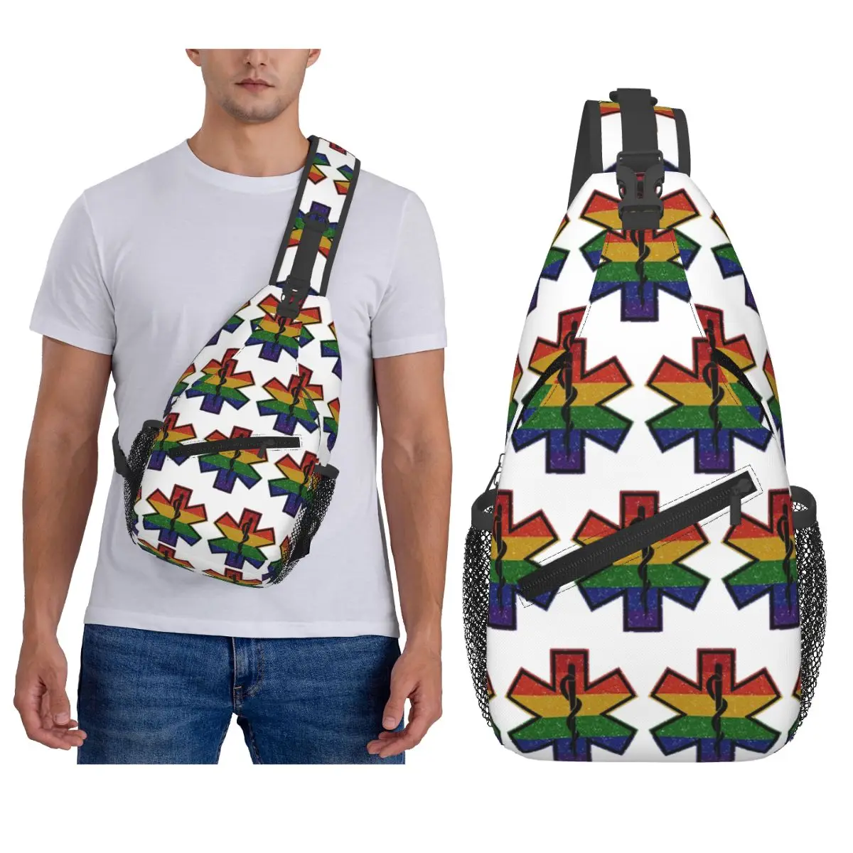 Emt نجمة الحياة الطوارئ الطبية حقيبة الصدر الرجال حبال Crossbody على ظهره حقيبة الصدر السفر المشي لمسافات طويلة Daypack حقيبة كتف