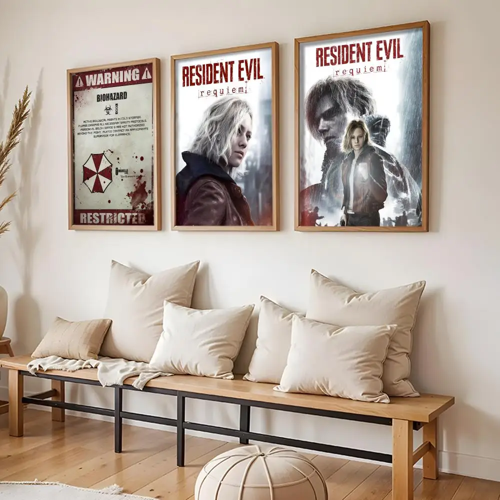 R-Resident E-Evil Game Poster Stickers HD Painting Self-Adhesive Art for Bedroom Living Room Home Decor Modern Wall Decals Gift