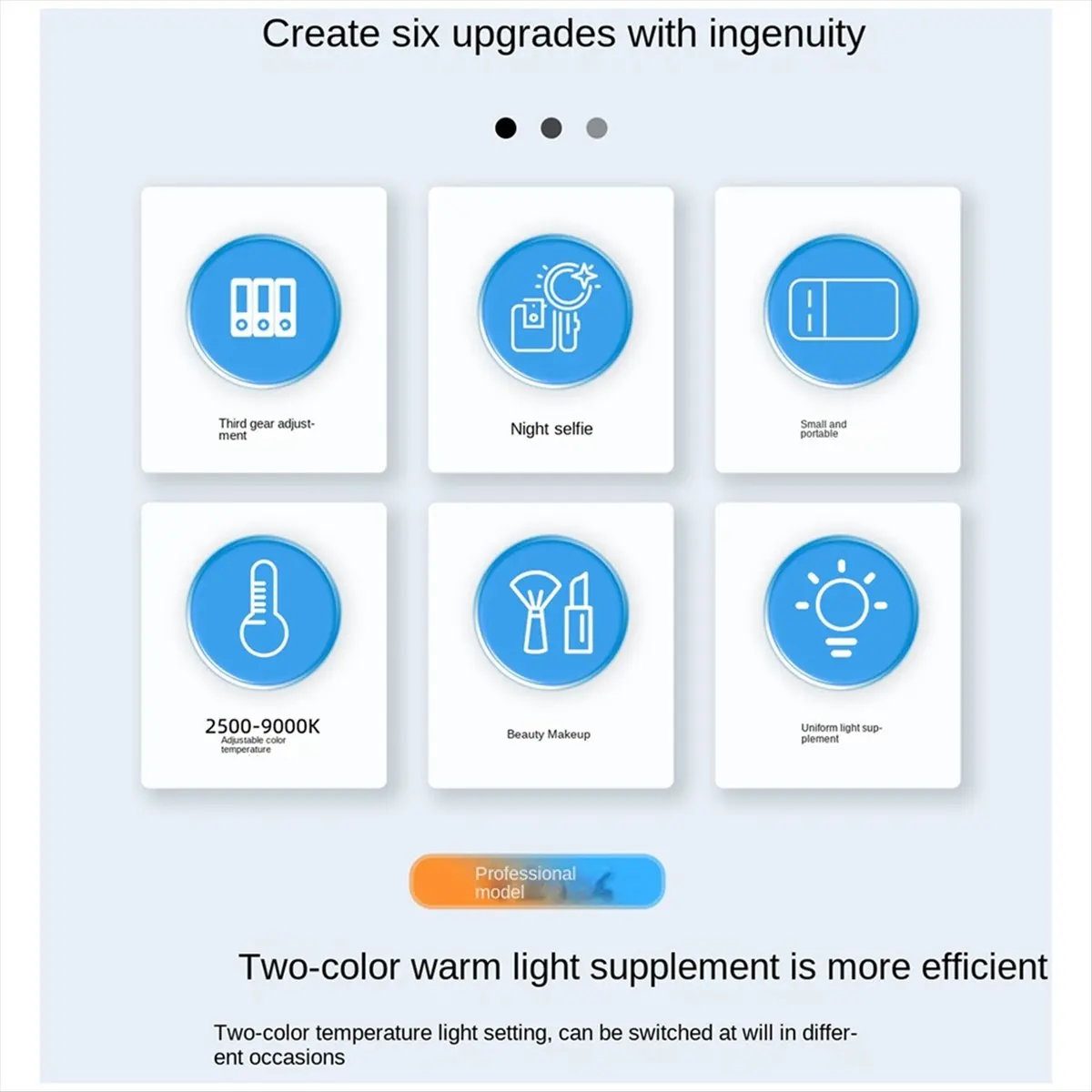 

RISE- LED Мини-лампа-клипса перезаряжаемая, регулируемая, портативная, для телефона, планшета, макияжа, селфи, видеоблогов, белая