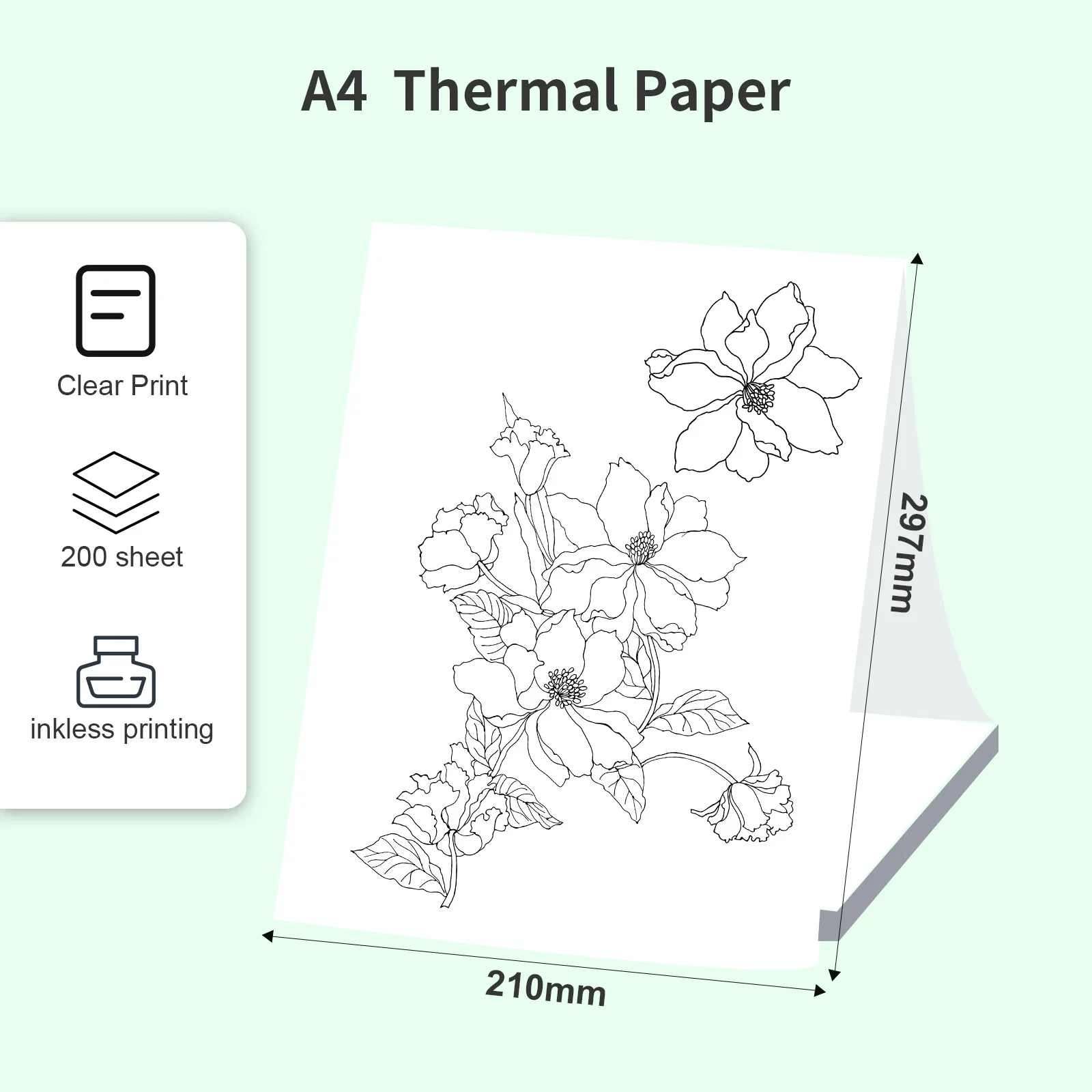 A4 printer thermal paper 210x297mm folding paper quick drying roll paper suitable for various thermal printers