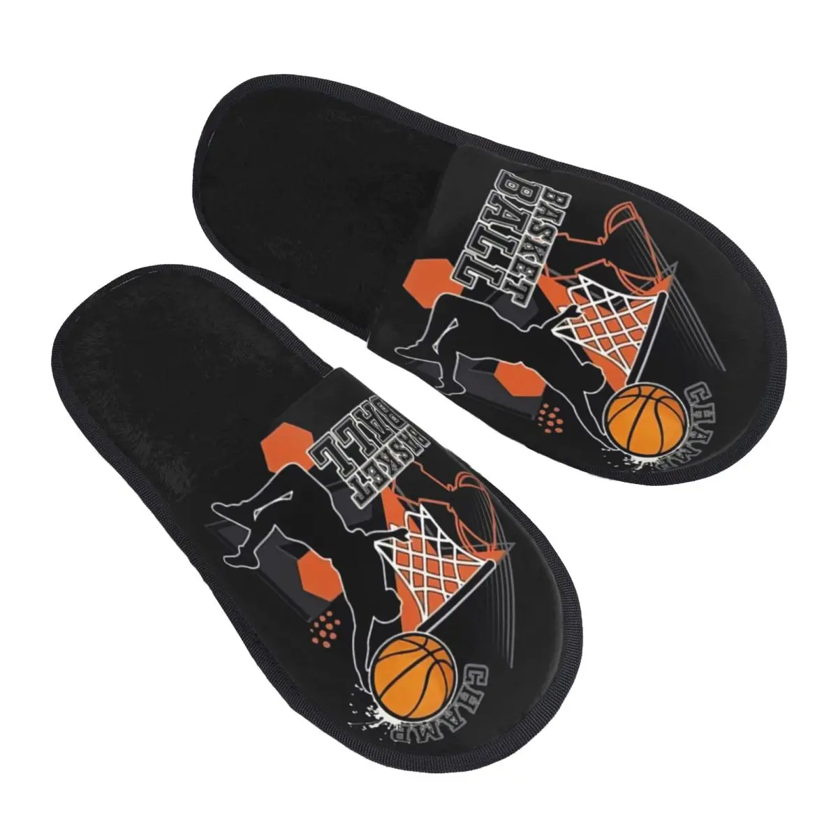 Custom Basketball Dots Round Memory Foam Slippers Women Cozy Warm Physical culture House Slippers