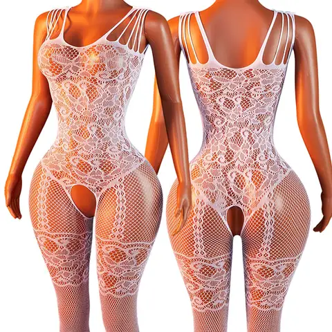 Adult Sex Full Body Stockings Mesh Lingerie Transparent Open Crotch Seduction White Tights Sissy Pantyhose Female Sexy Outfits