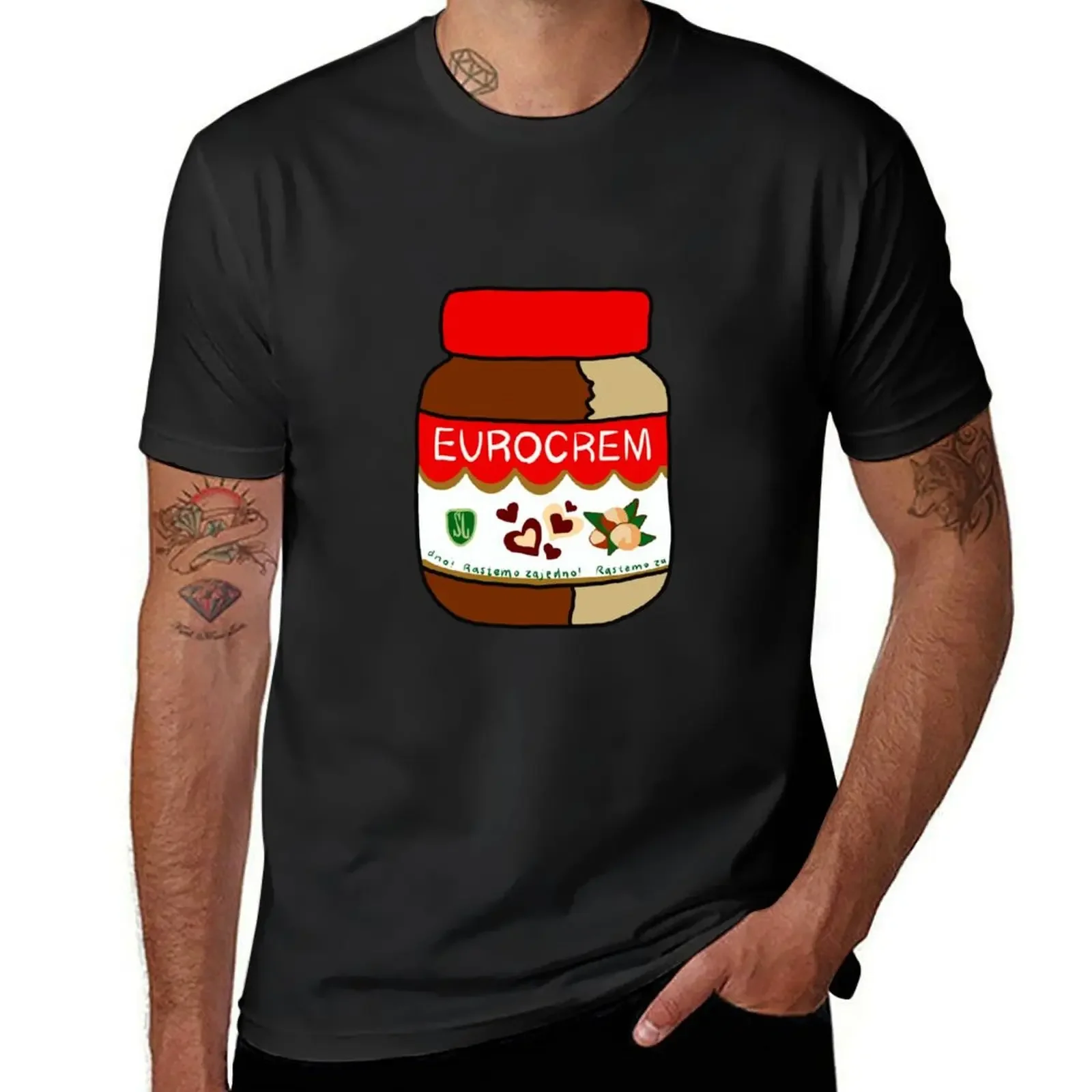 Camiseta de serbio Eurocrem para hombre, Camisetas estampadas con estampado de avellanas de Chocolate, camisetas bonitas para el sudor